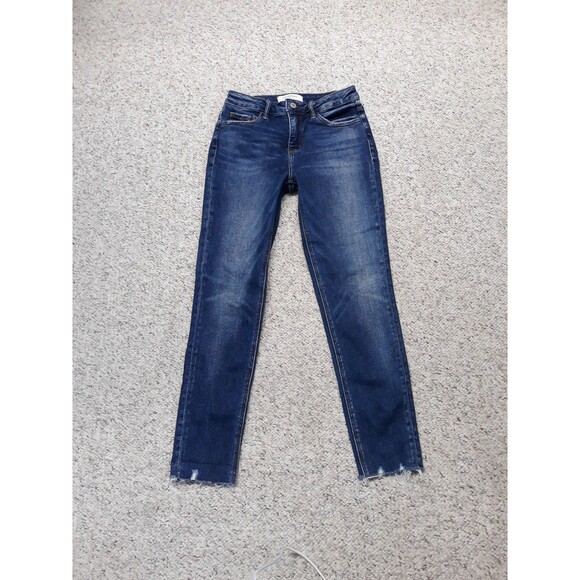 27/5 Buckle Lovervet By Vervet Mid-Rise Skinny Dark Wash Raw Hem - Picture 2 of 10